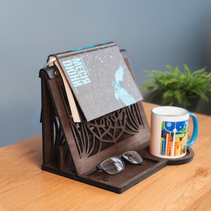 Book holder night stand, Book reading holder, Wooden bookmark holder, Book rest stand, Wood book page holder, Triangle book stand,Book valet