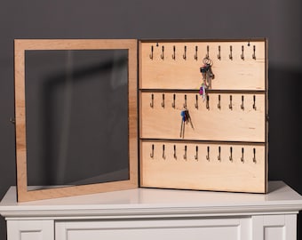 Key cabinet for wall, Wooden key rack, Wall key box for keys, Key wall organizer, Key wall hanger, Key hooks for wall entryway