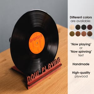 Now playing record stand, Now spinning display, Album display, Wood vinyl record holder, Vinyl record storage stand, Now spinning wood