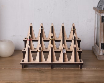 Wooden ring cone, Wood ring holder, Ring holder cone, Ring organizer, Bedside ring holder, Jewelry cone, Ring tree dish, Ring display stand