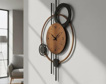 Nordic Wall Clock, Scandinavian Wall Clock, Mid Century Wall Clock, Modern Wooden Wall Clock, Large Wall Clock Decor, Oversized Clock