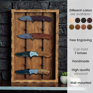 Custom knife display case wall mounted, Pocket knife shelf, Pocket knife display case, Custom knife holder, Knife rack, Knife display shelf