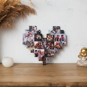 Heart shaped collage frame, Photo collage heart, Photo collage gift, Custom photo collage decor, Unique photo gift, Family photo collage