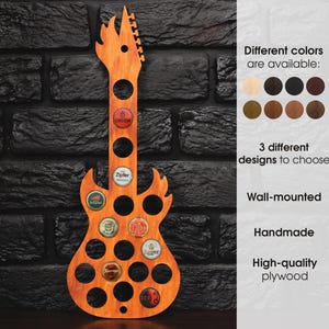 Guitar beer cap holder, Beer cap wall mount, Bottle cap holder display, Bottle cap collector, Beer cap storage, Beer cap organizer