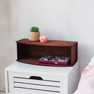 Bedside shelf floating, Modern nightstand, Wall nightstand, Bedside organizer, Wooden bedside table, Floating nightstand rounded