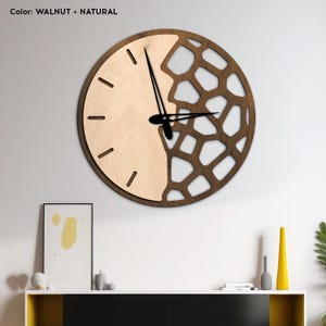 Honeycomb wall clock, Wooden wall clock large, Geometric clock, Wood clock unique, Minimalist clock large, Trendy wall clock, Design clock