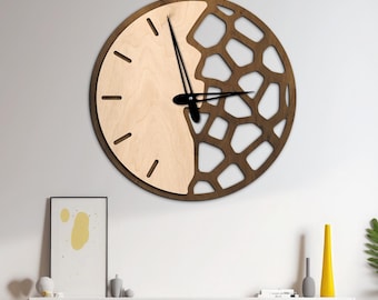 Honeycomb wall clock, Wooden wall clock large, Modern wood clock, Mid century modern clock, Unique wall clock, Minimalist wall clock