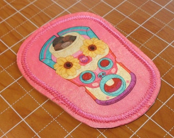 Kawaii Universe - Cute Miami Tiki Totem Flower Earth Iron on or Sew In Patch