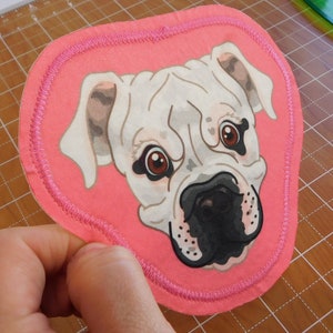 Kawaii Universe Cute Iron on or Sew In American Bulldog Pink Patch image 2