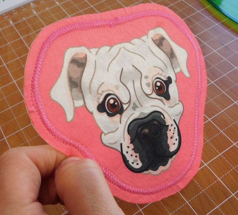 Kawaii Universe Cute Iron on or Sew In American Bulldog Pink Patch image 2