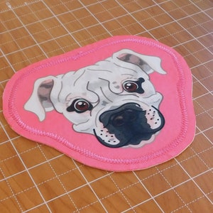 Kawaii Universe Cute Iron on or Sew In American Bulldog Pink Patch image 1