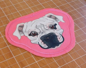 Kawaii Universe - Cute Iron on or Sew In American Bulldog Pink Patch