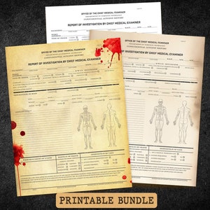 Druckbare Autopsie Bericht Vorlage für DIY Murder Mystery Party Decor Gefälschter Tatort Forensische Datei für Halloween CSI Prop für Escape Room