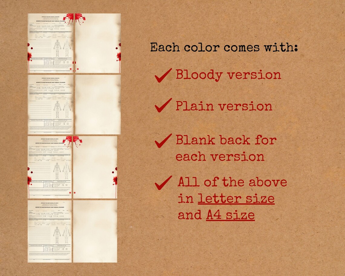 Printable Autopsy Report Template for DIY Murder Mystery Party Decor ...