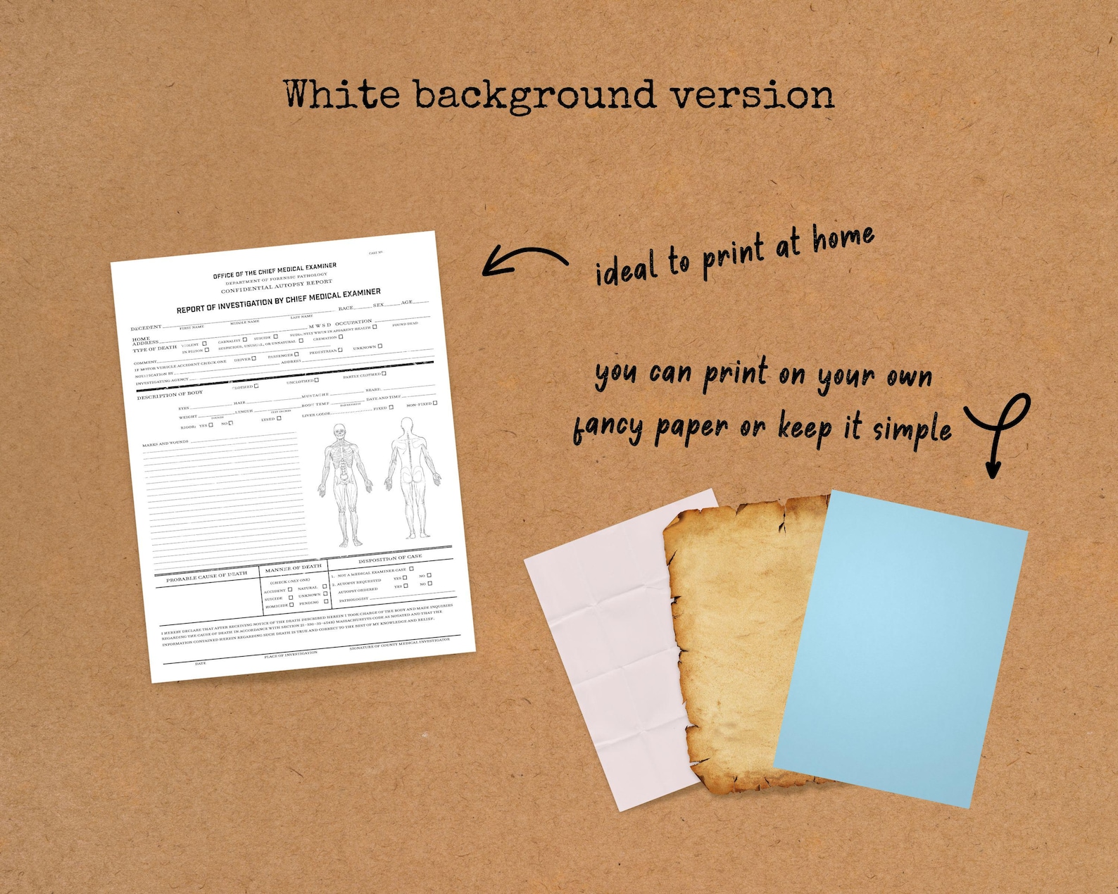 Printable Autopsy Report Template for DIY Murder Mystery Party Decor ...
