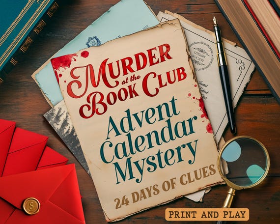 Murder Mystery Advent Calendar Printable Detective Game Christmas Countdown Calendar Mystery Game Crime Solving Last Minute Gift DIY Murder