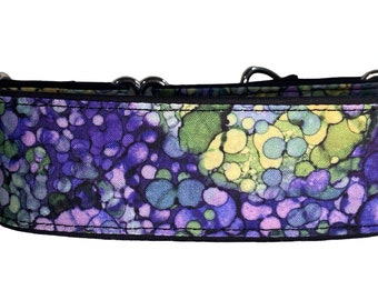 Watercolor Look in Purples and Greens Martingale Collar