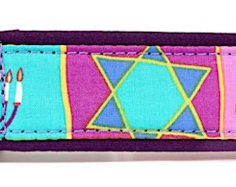 Colorful Hanukkah 1 1/2" Martingale Collar- Fits 12" to 16" Neck