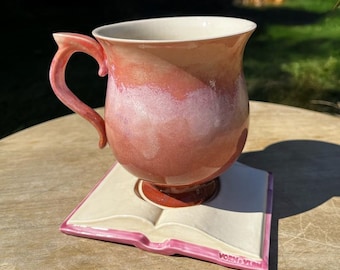 Handmade Ceramic Coffee Mug | Speckled Glaze, Heart Handle