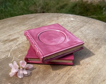 Handmade Ceramic Book Coaster: Elven Rose Literary Tea & Coffee Accessory