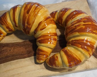 Handmade Ceramic Croissant Decor: French Wall Art & Table Accent