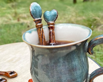 Twilight Forest Ceramic Stirrer | Handmade Coffee & Tea Wand | Magical Gift for Book Lovers