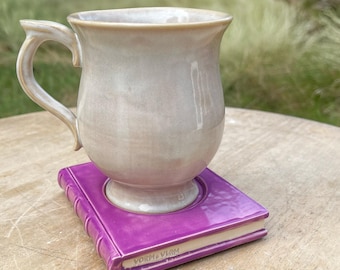 Handmade Ceramic Book Coaster: Plum Enchantress Literary Tea & Coffee Accessory