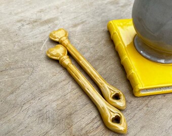 Golden Hour Ceramic Stirrer | Handmade Coffee & Tea Wand | Magical Gift for Book Lovers