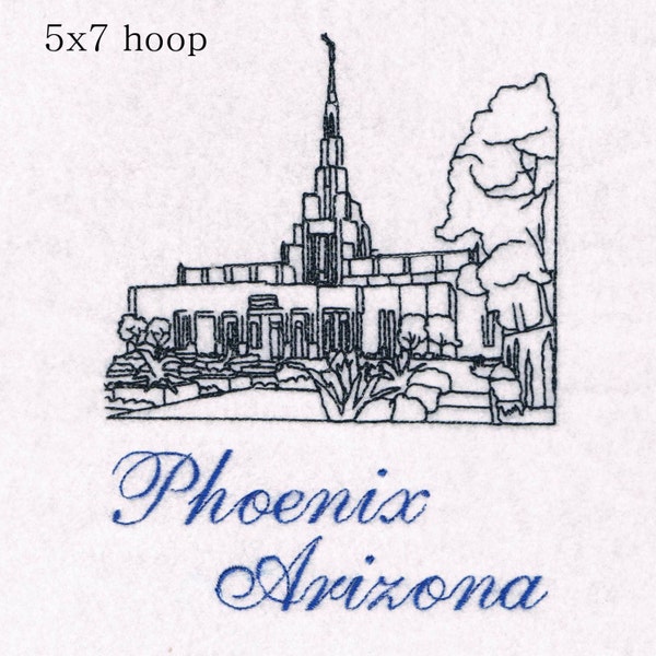 Phoenix Temple Embroidery Etsy