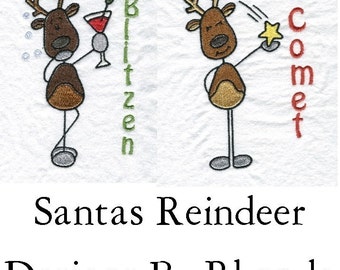 Santas Reindeer Comical Machine Embroidery Designs
