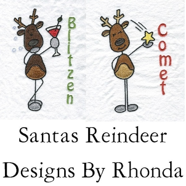 Santas Reindeer Comical Machine Embroidery Designs