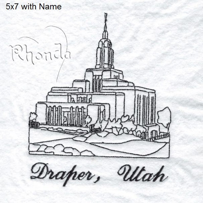 LDS Draper Utah Temple Machine Embroidery Designs Etsy