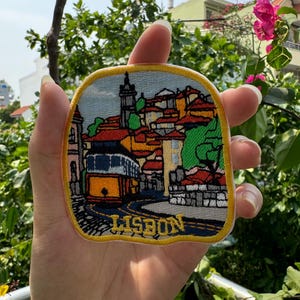 Lisbon Patch – Embroidered Iron-On or Sew-On Portugal City Patch, Travel Souvenir Appliqué for Jackets, Bags, Hats & More, Gift for Travelers