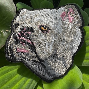Embroidered Bulldog Patch: Iron-On/Sew-On Dog Appliqué