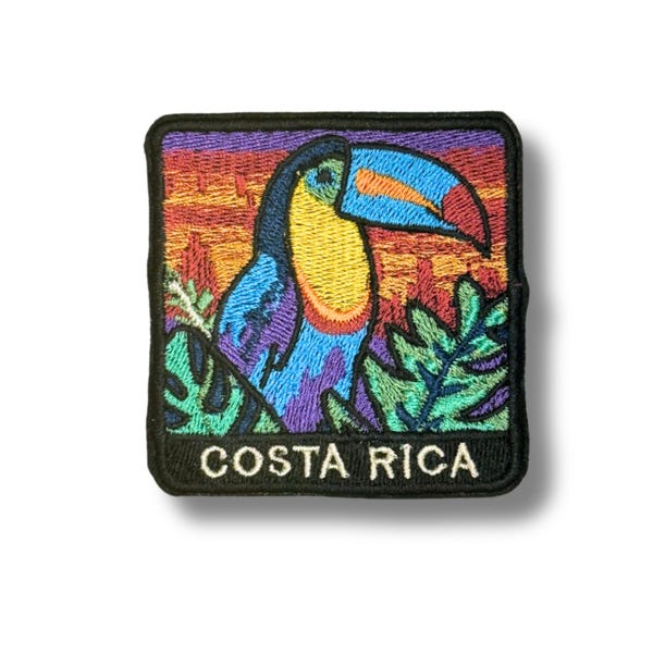 Costa Rica Toucan Embroidered Patch: Iron-On Travel Souvenir Appliqué
