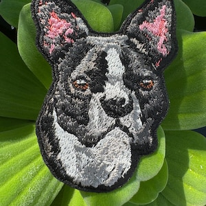 Boston Terrier Patches Iron on, Embroidered patches, Patch with a dog, Sew on patch, Dog embroidery, dog owner accessory, dog lover applique