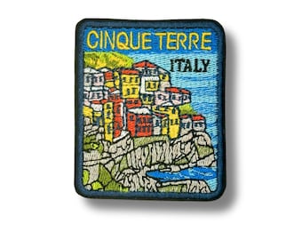 Cinque Terre Italy Patch: Embroidered Coastal Village Appliqué