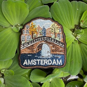 Amsterdam Patch – Embroidered Iron-On or Sew-On Travel Souvenir Patch, Netherlands City Appliqué for Jackets, Bags, Hats & More