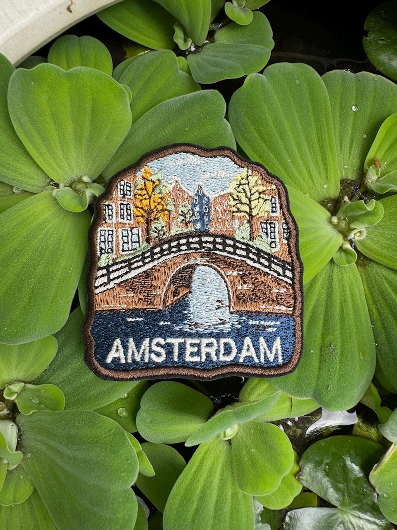 Amsterdam Patch – Embroidered Iron-On or Sew-On Travel Souvenir Patch, Netherlands City Appliqué for Jackets, Bags, Hats & More