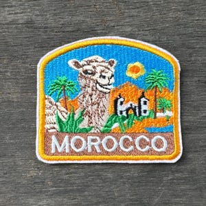 Toppa da viaggio in Marocco, ricamata, da stirare o cucire, motivo souvenir