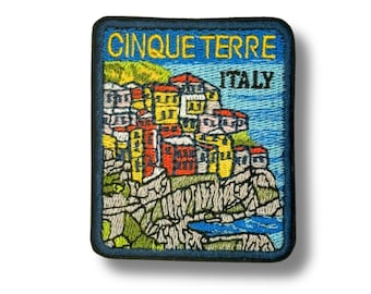 Cinque Terre Italy Patch: Embroidered Coastal Village Appliqué
