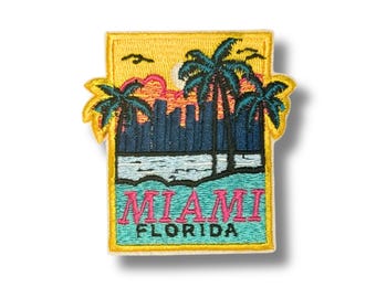 Patch Miami Florida: geborduurde tropische applicatie, souvenir