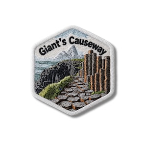 Giant's Causeway Embroidered Travel Patch – Iron-On Appliqué for Jackets, Bags