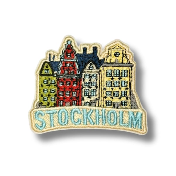 Stockholm Cityscape Embroidery Patch, Iron OnTravel Souvenir