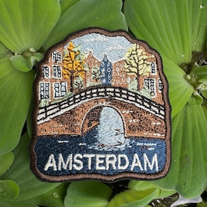 Amsterdam Embroidered Patch: Iron-On Travel Souvenir Appliqué