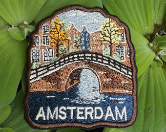 Amsterdam Embroidered Patch: Iron-On Travel Souvenir Appliqué