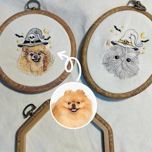 Custom Pet Portrait Embroidery Hoop – Personalized Embroidered Pet Art, Dog Cat Wall Decor, Unique Home Decor, Pet Lover Gift