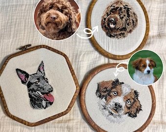 Custom Pet Portrait Embroidery Hoop: Needle Felted Dog Memorial Art
