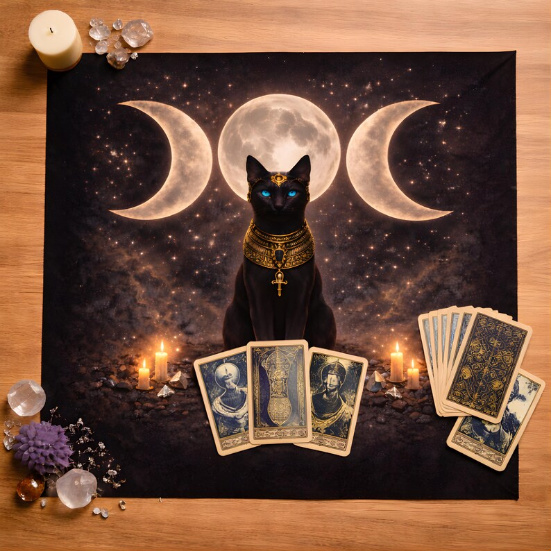 Witchcraft altar cloth for moon rituals tarot readings and spiritual practice
