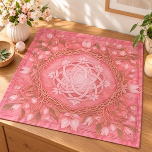 Altar Cloth, Pink Celtic Floral Design, Cotton Twill, 10 Inch, 22 Inch